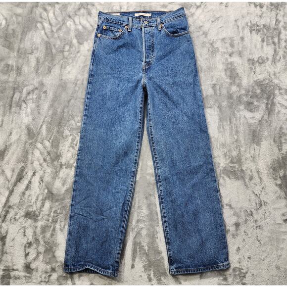 Levi's Denim - Levi's Jeans Womens 28 Blue Ribcage Straight Ankle Extra High Rise Stretch Denim